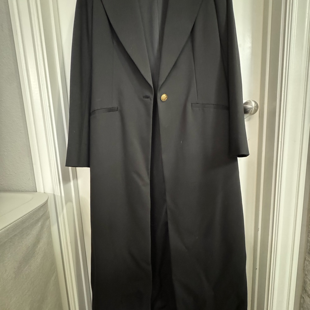 Alice + Olivia Black Long Blazer Coat with Gold Button - Picture 2 of 11